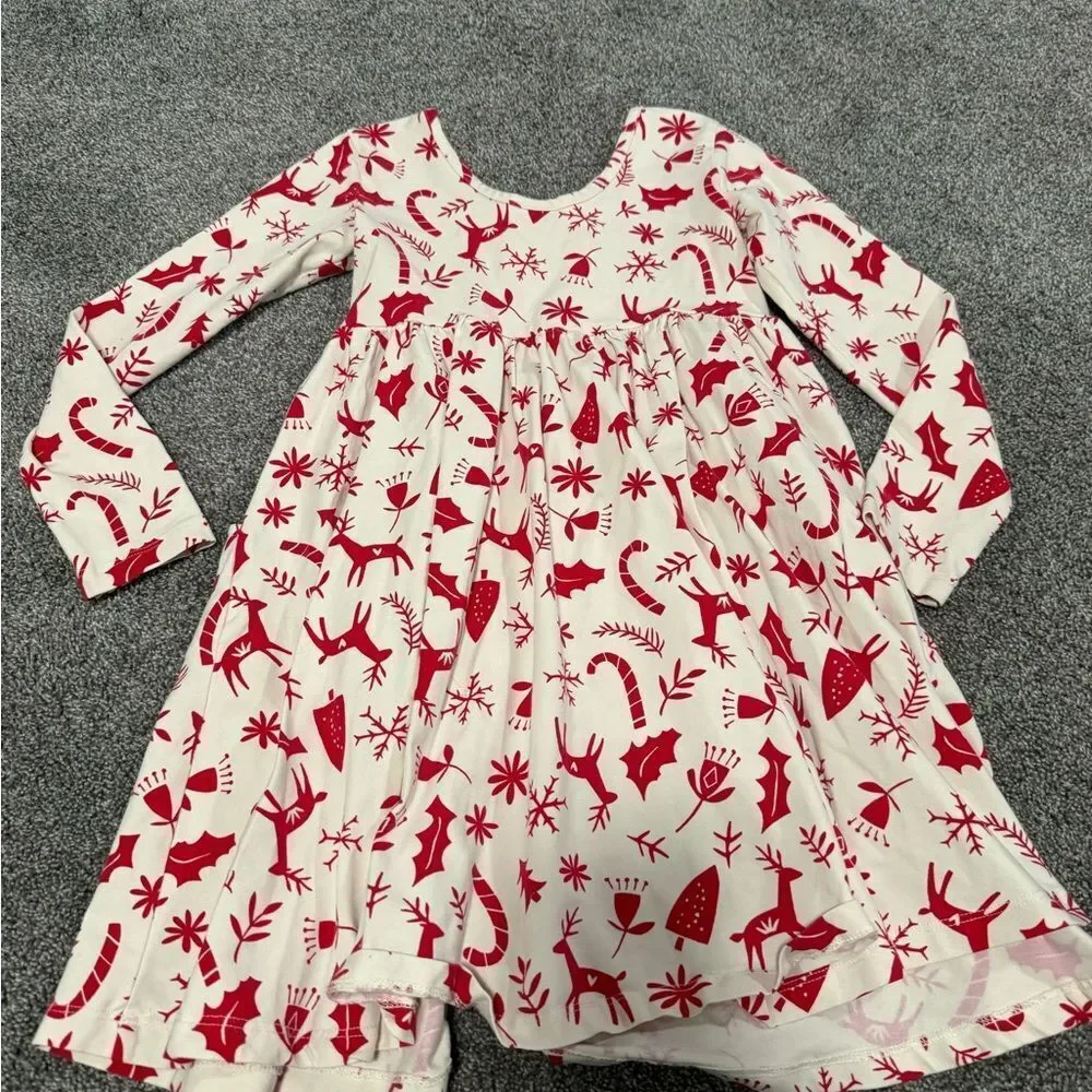 Hanna Andersson Festive Skater Twirl Dress Sz 120cm